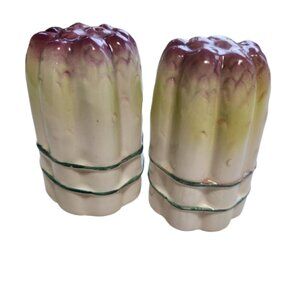 Vintage Asparagus Salt & Pepper Shakers | Ceramic HH Marked | MCM Kitchen